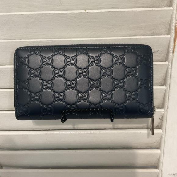 Gucci Wallet GG Logo Navy - Picture 2 of 14